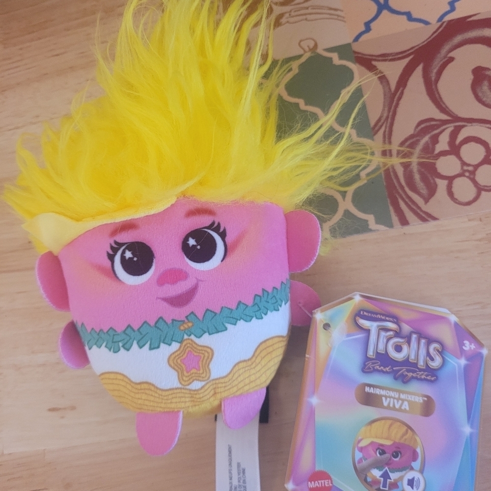Dreamworks Trolls Band Together Hairmony Mixers Plush W/Sound Floyd Viva - Picture 2 of 4
